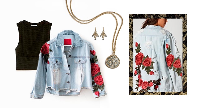 Chaqueta denim bordada